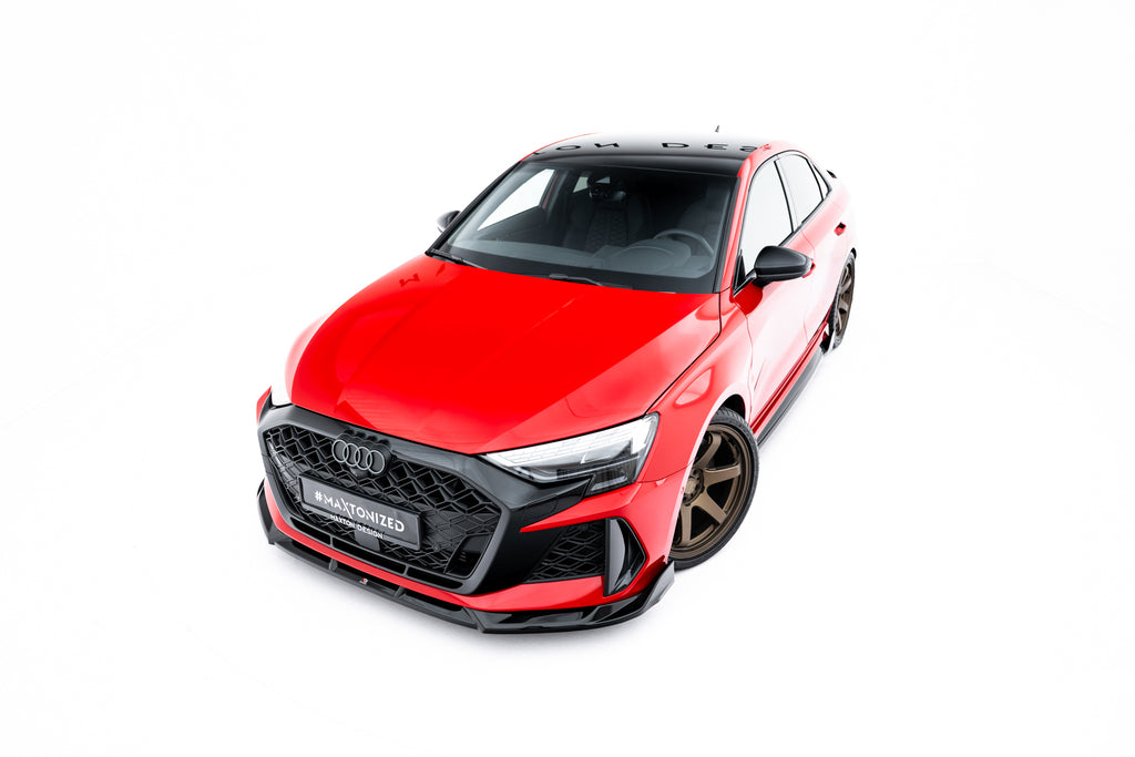 Maxton Design Street+ Spoilerlippe Front Ansatz V.3 passend für Audi RS3 Sportback 8Y Facelift schwarz Hochglanz