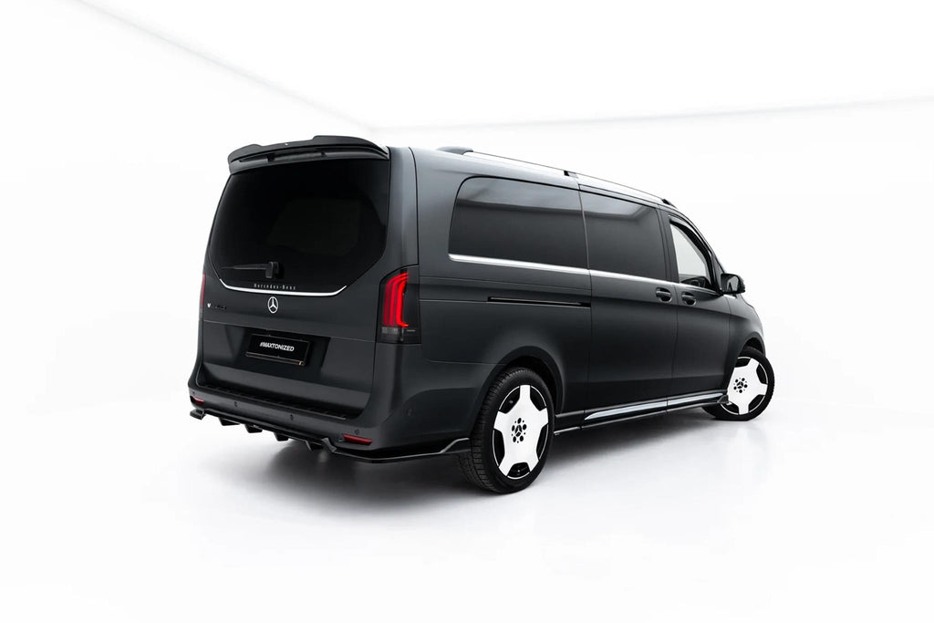 Maxton Design Street+ Mittlerer Diffusor Race Passend für Mercedes-Benz V AMG-Line W447 Facelift 2 Schwarz Hochglanz