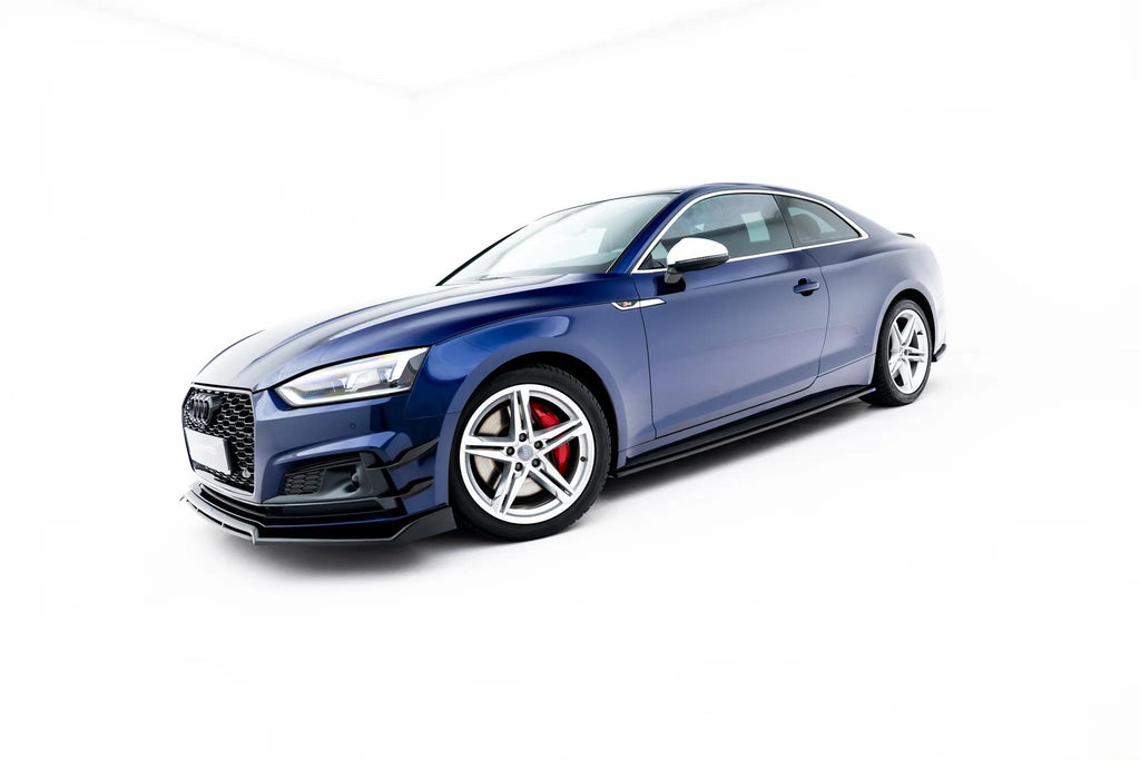 Maxton Design Street+ Seitenschweller Leisten Passend für V.1 Passend für Audi S5 / A5 S-Line Coupe F5 Schwarz Hochglanz