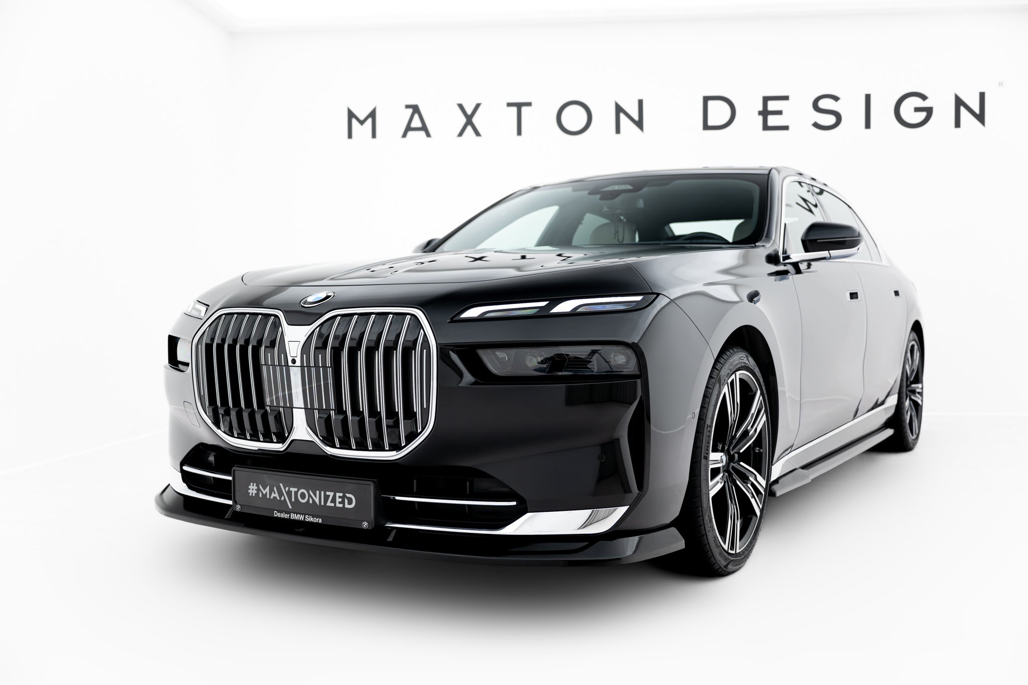 Maxton Design Street+ Spoilerlippe Front Ansatz V.2 passend für BMW 7 G70 schwarz Hochglanz