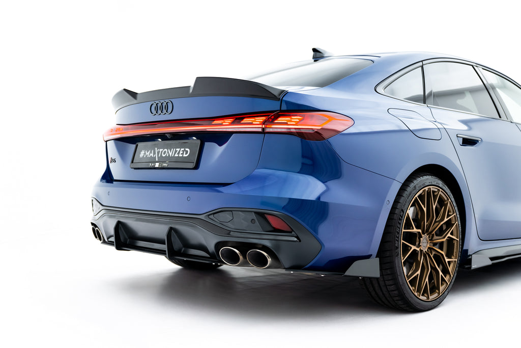 Maxton Design Street Pro Heck Ansatz Flaps Diffusor + Flaps passend für Audi S5 Limousine / Avant B10 schwarz Hochglanz