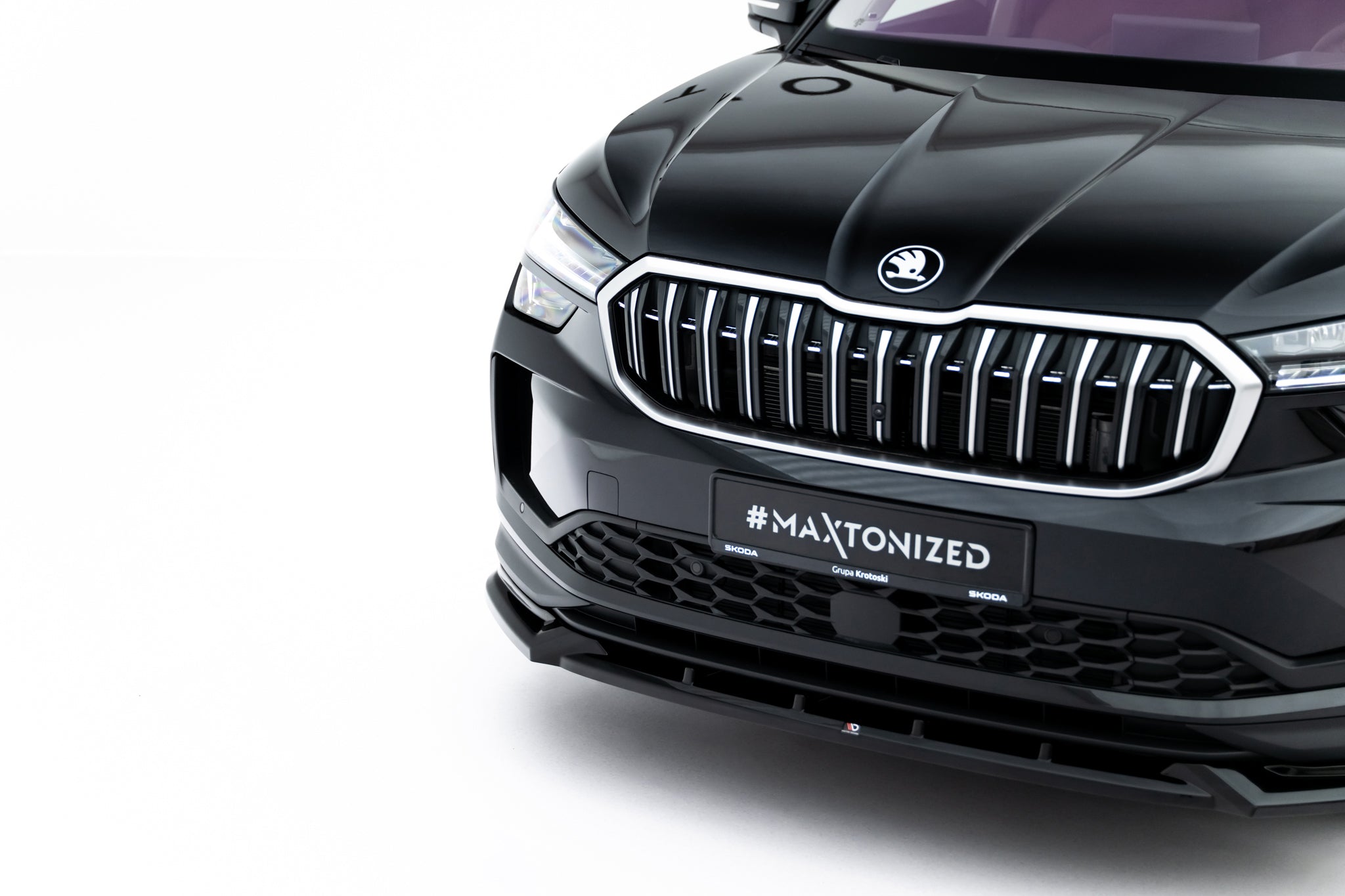 Maxton Design Street+ Spoilerlippe Front Ansatz passend für Skoda Kodiaq Mk2 schwarz Hochglanz
