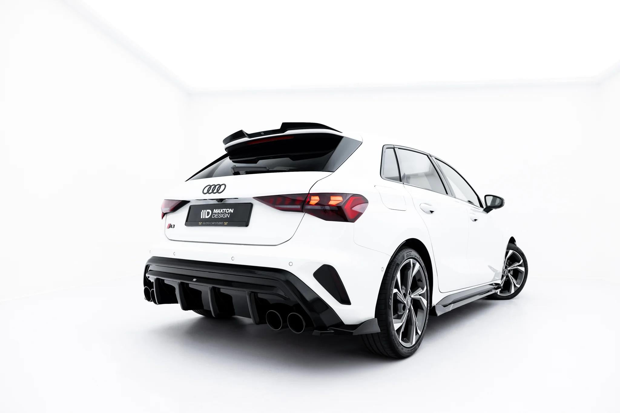 Maxton Design Diffusor Heck Ansatz + Endrohre Passend für Audi A3 S-Line Sportback 8Y Facelift