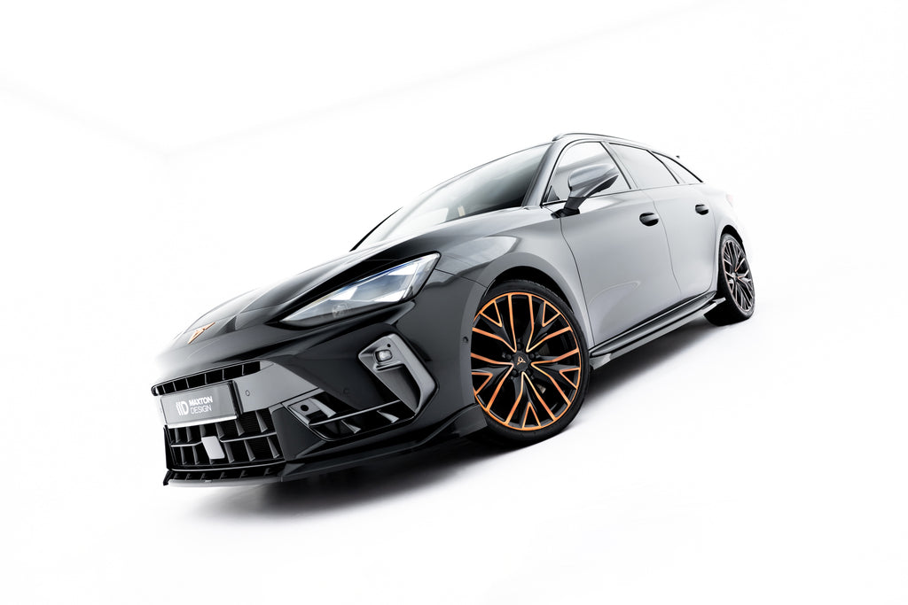 Maxton Design Street+ Spoilerlippe Front Ansatz V.1 passend für Cupra Leon ST / Hatchback Mk1 Facelift schwarz Hochglanz