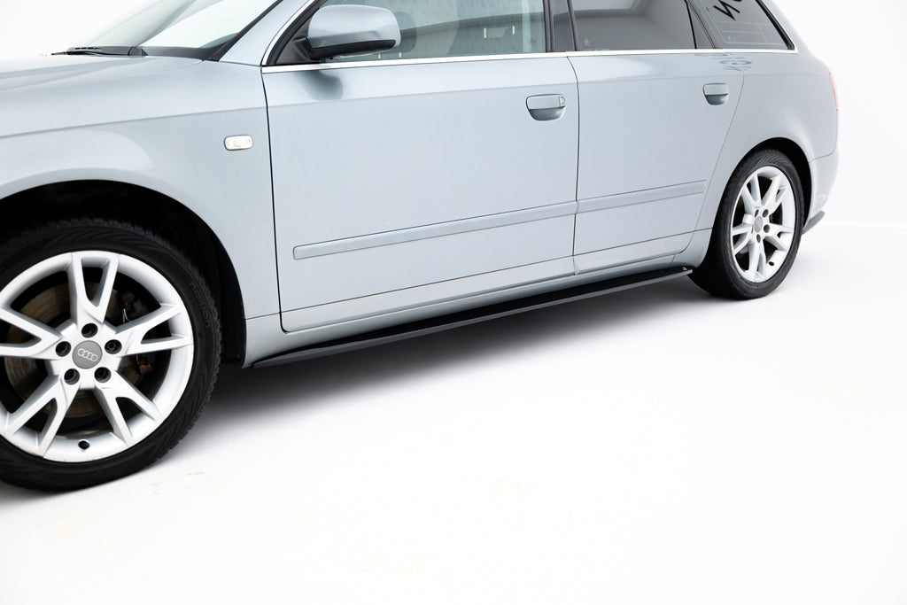 Maxton Design Street+ Seitenschweller Leisten passend für V.1 passend für Audi S4 / A4 / A4 S-Line B6 / B7 schwarz Hochglanz