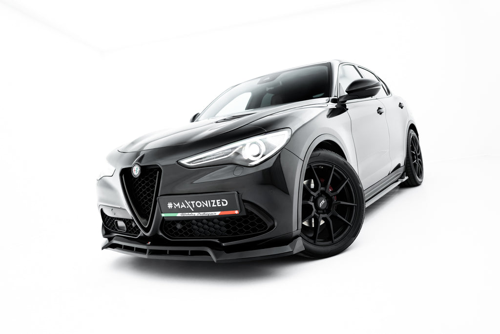 Maxton Design Street+ Spoilerlippe Front Ansatz V.3 passend für Alfa Romeo Stelvio Mk1 schwarz Hochglanz