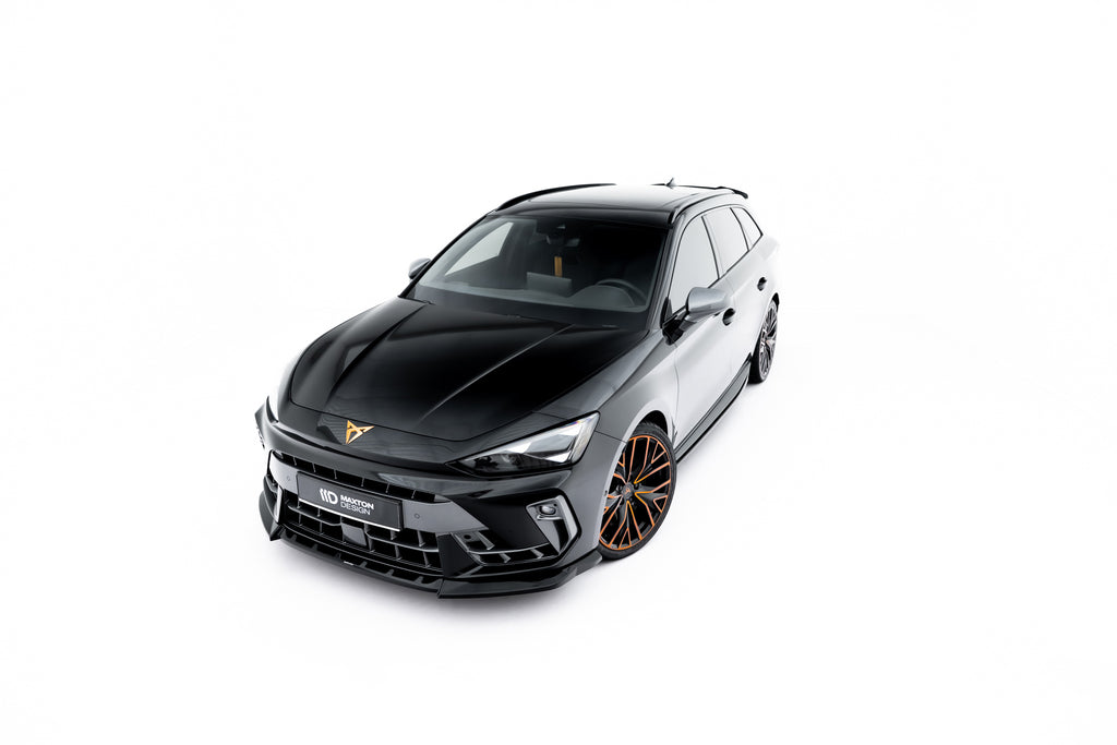 Maxton Design Street+ Spoilerlippe Front Ansatz V.2 passend für Cupra Leon ST / Hatchback Mk1 Facelift schwarz Hochglanz