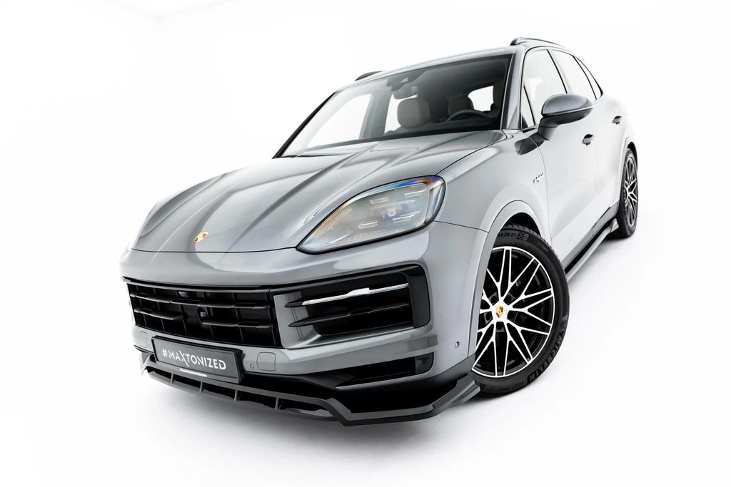 Maxton Design Street+ Spoilerlippe Front Ansatz passend für Porsche Cayenne SUV / Coupe Mk3 Facelift schwarz Hochglanz