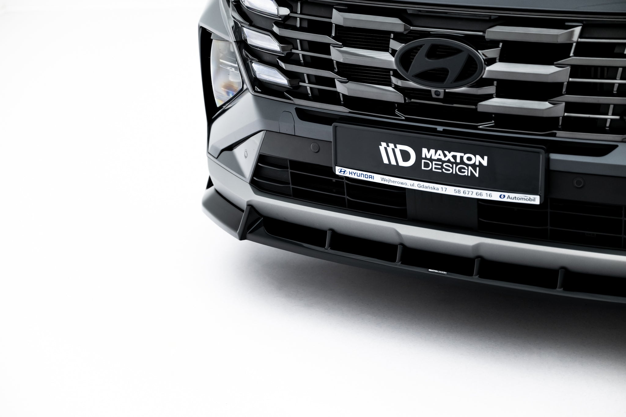 Maxton Design Street+ Spoilerlippe Front Ansatz passend für Hyundai Tucson Mk4 Facelift schwarz Hochglanz