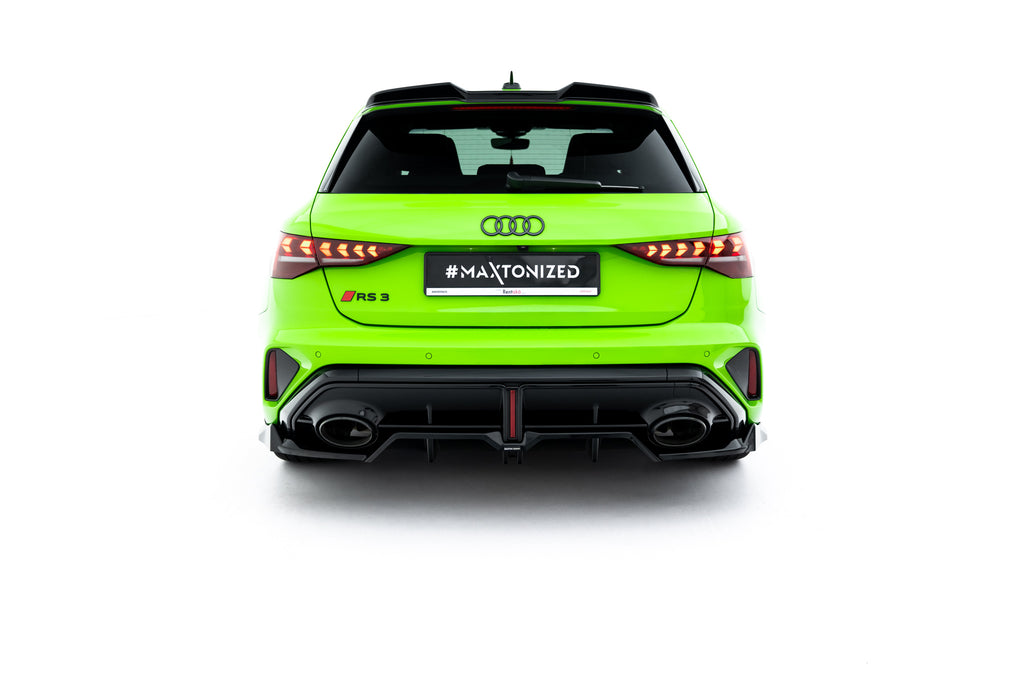 Maxton Design Street+ Mittlerer Diffusor RACE passend für V.1 Audi RS3 Sportback 8Y Facelift schwarz Hochglanz