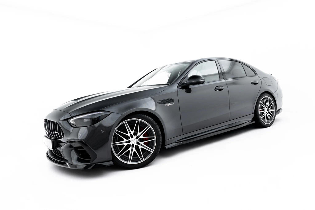 Maxton Design Street+ Seitenschweller Leisten passend für Mercedes-AMG C63 Limousine / Kombi W206 / S206 schwarz Hochglanz