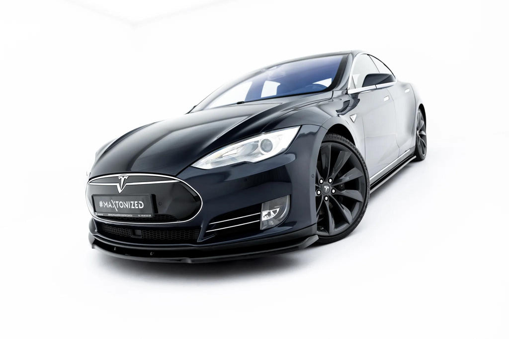 Maxton Design Street+ Spoilerlippe Front Ansatz V.1 passend für Tesla Model S Mk1 schwarz Hochglanz