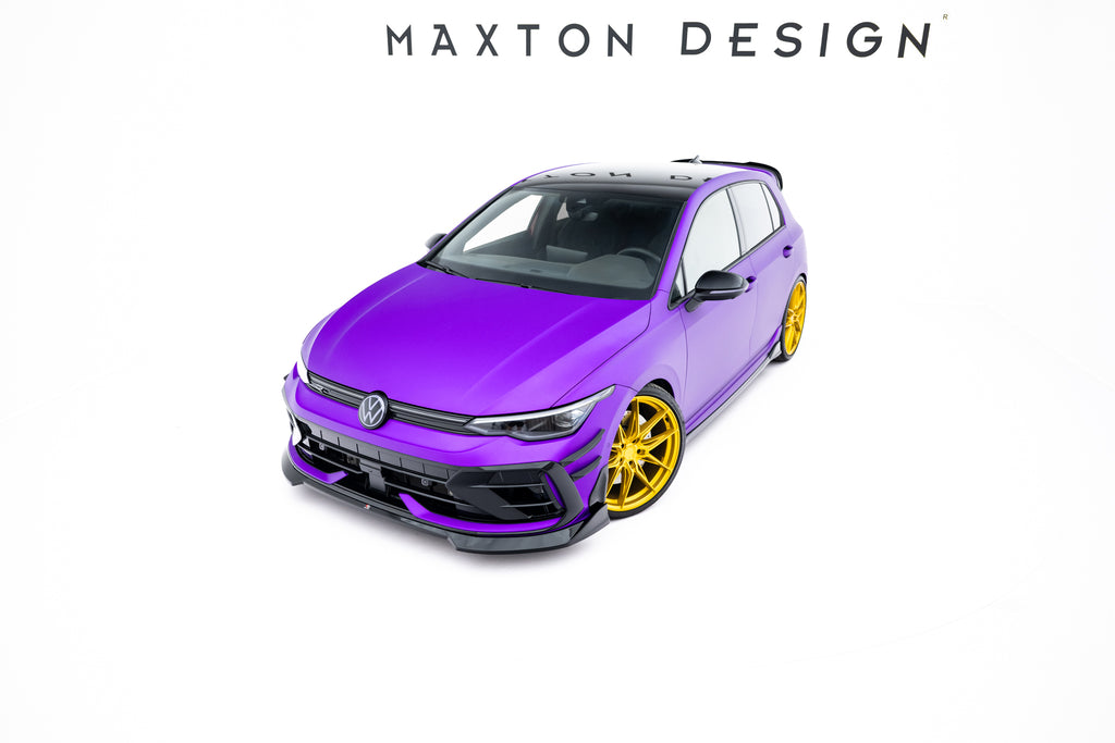 Maxton Design Street+ Spoilerlippe Front Ansatz V.4 passend für VW Golf R Variant Mk8 Facelift schwarz Hochglanz