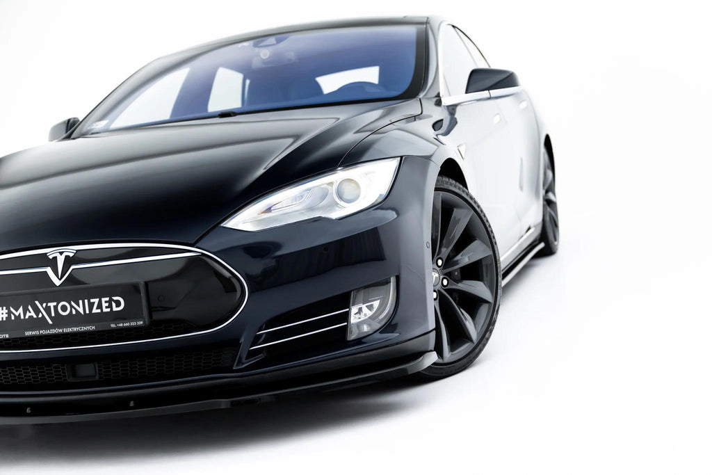 Maxton Design Street+ Spoilerlippe Front Ansatz V.1 passend für Tesla Model S Mk1 schwarz Hochglanz