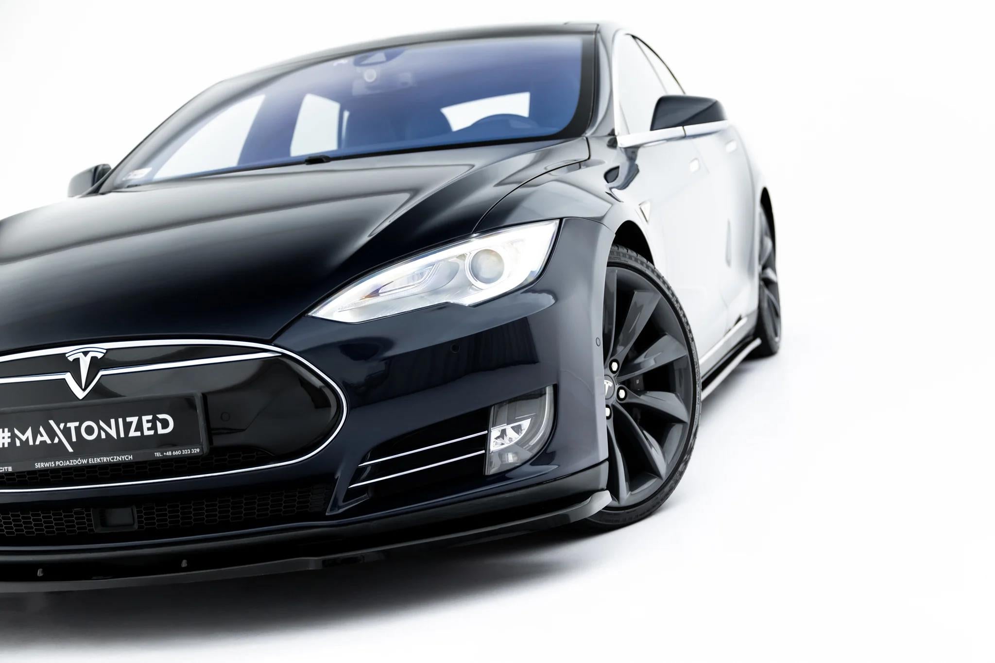 Maxton Design Street+ Spoilerlippe Front Ansatz V.1 passend für Tesla Model S Mk1 schwarz Hochglanz