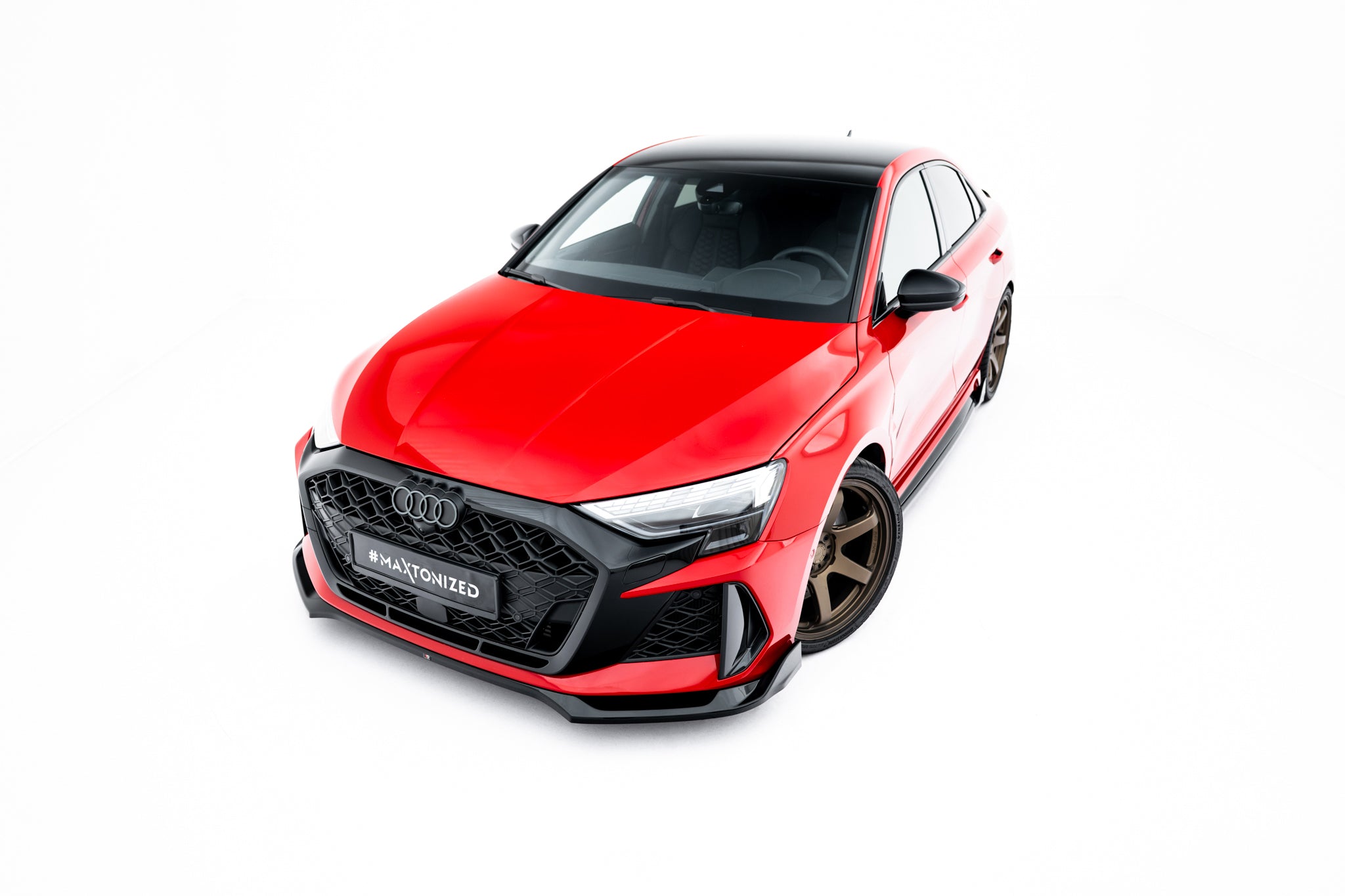 Maxton Design Street+ Spoilerlippe Front Ansatz V.2 passend für Audi RS3 Sportback 8Y Facelift schwarz Hochglanz