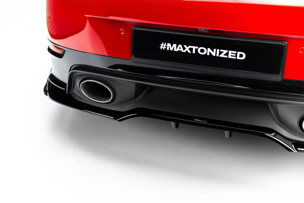Maxton Design Street+ Mittlerer Diffusor RACE für Porsche 911 Carrera Aero 992 Facelift [2025-] | Schwarz Hochglanz | ABS-Kunststoff