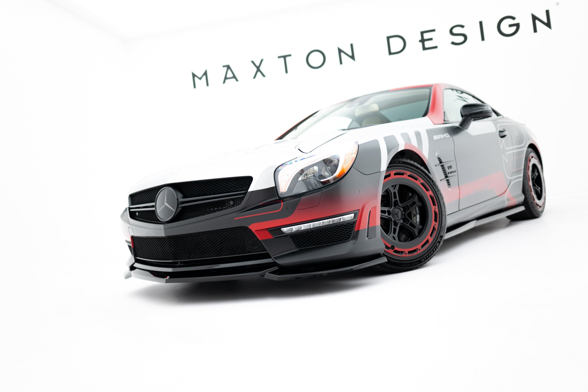 Maxton Design Street+ Spoilerlippe Front Ansatz V.2 passend für Mercedes-Benz SL 63 AMG R231 schwarz Hochglanz