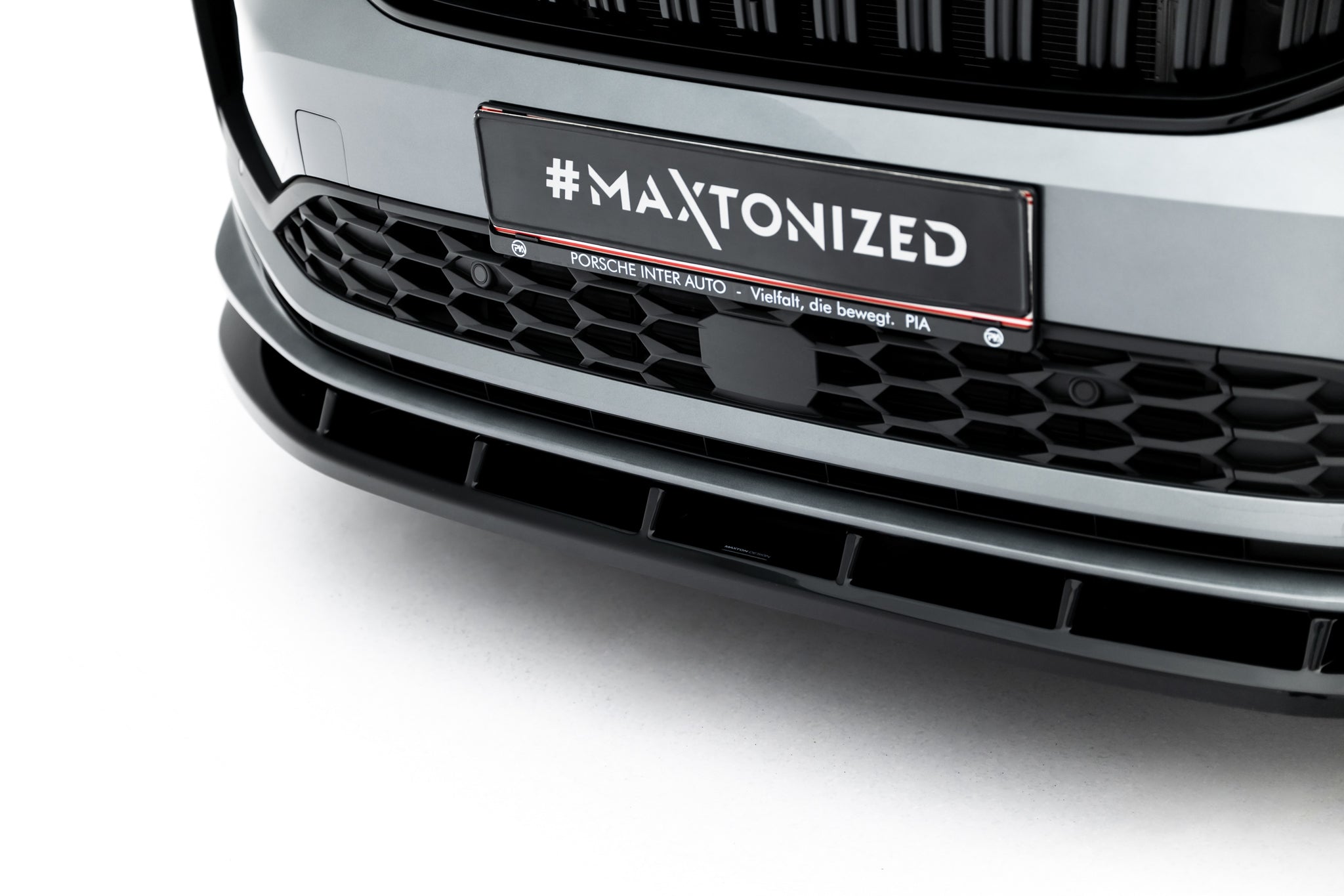 Maxton Design Street+ Spoilerlippe Front Ansatz V.2 passend für Skoda Kodiaq Sportline Mk2 schwarz Hochglanz