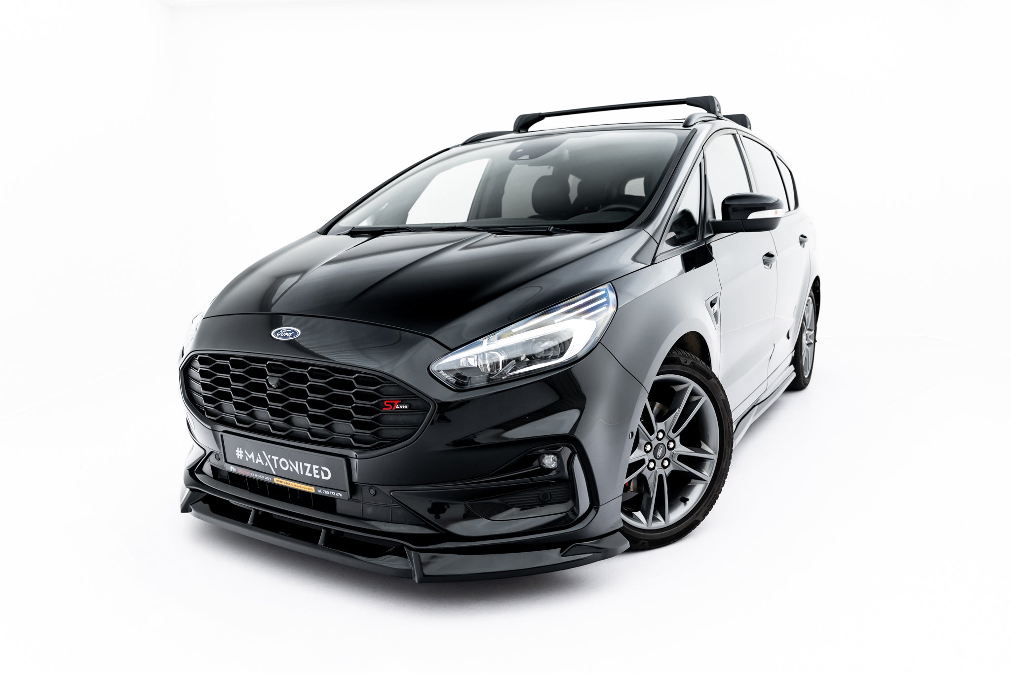Maxton Design Street+ Spoilerlippe Front Ansatz passend für Ford S-Max ST-Line Mk2 Facelift schwarz Hochglanz
