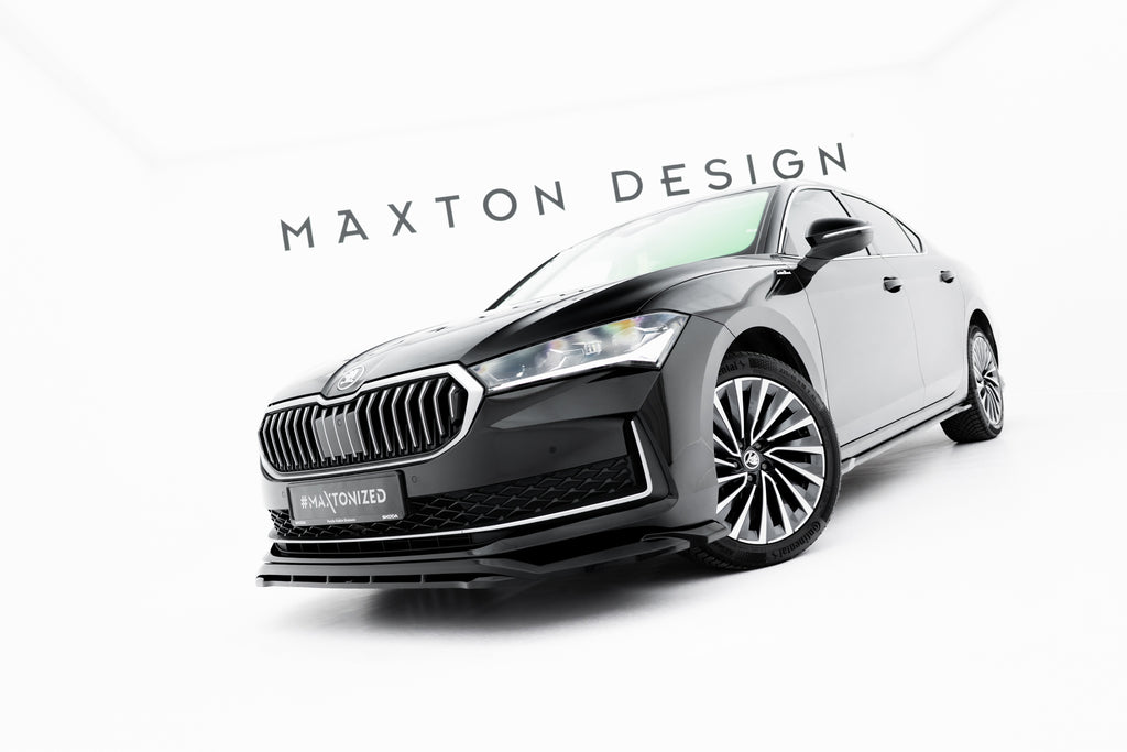 Maxton Design Street+ Spoilerlippe Front Ansatz V.1 passend für Skoda Superb Mk4 schwarz Hochglanz