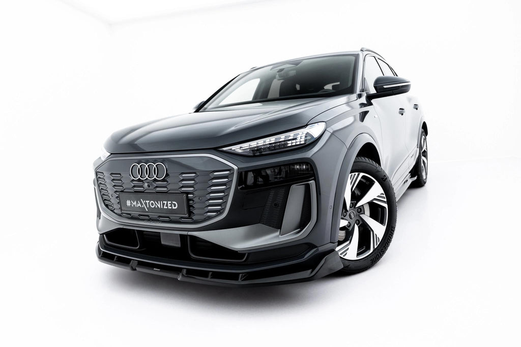 Maxton Design Street+ Spoilerlippe Front Ansatz passend für Audi Q6 e-tron Standard / S-Line / SQ6 e-tron SUV / Sportback Mk1 schwarz Hochglanz