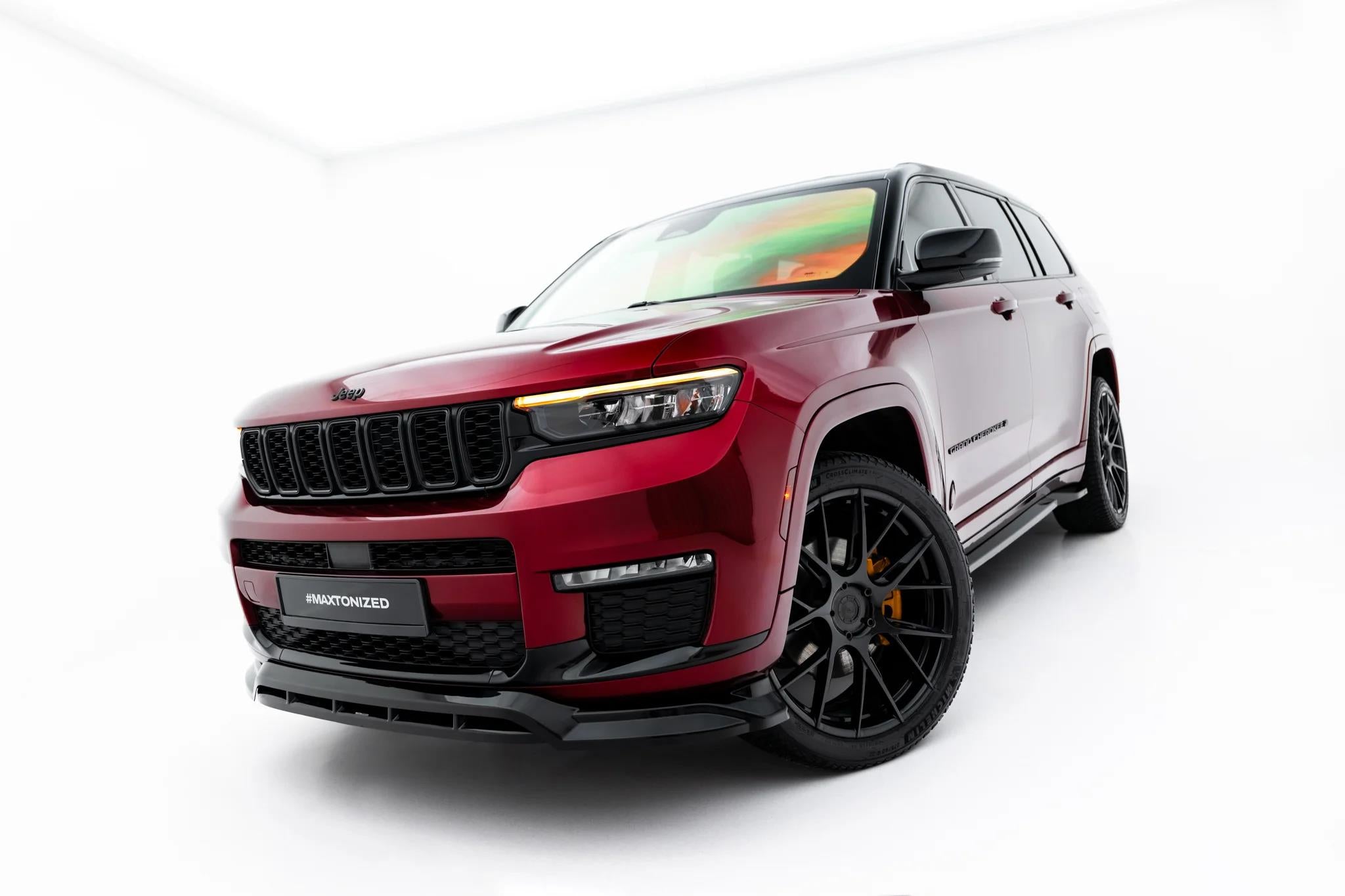 Maxton Design Street+ Spoilerlippe Front Ansatz passend für Jeep Grand Cherokee L Mk5 schwarz Hochglanz