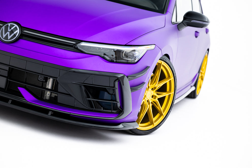 Maxton Design Street+ Spoilerlippe Front Ansatz V.2 passend für VW Golf R Variant Mk8 Facelift schwarz Hochglanz
