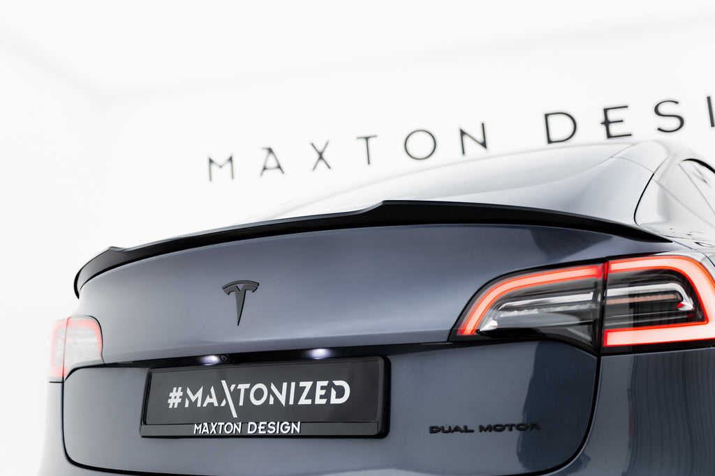 Maxton Design Spoiler CAP passend für Tesla Model 3 schwarz Hochglanz