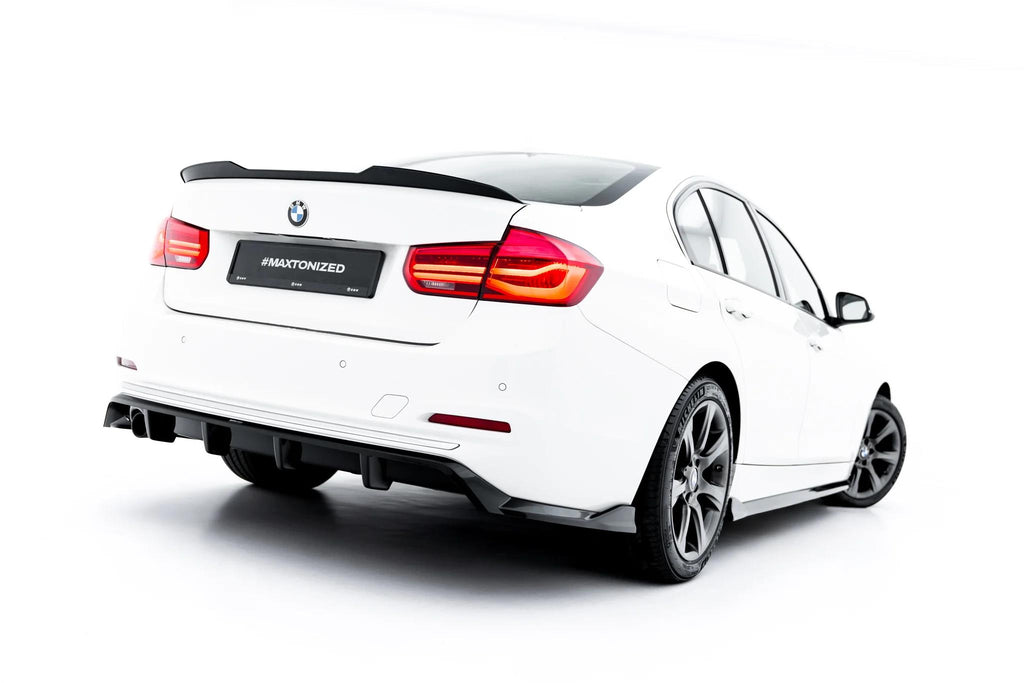 Maxton Design Street+ Mittlerer Diffusor RACE passend für BMW 3er Sportline Limousine / Touring F30 / F31 schwarz Hochglanz