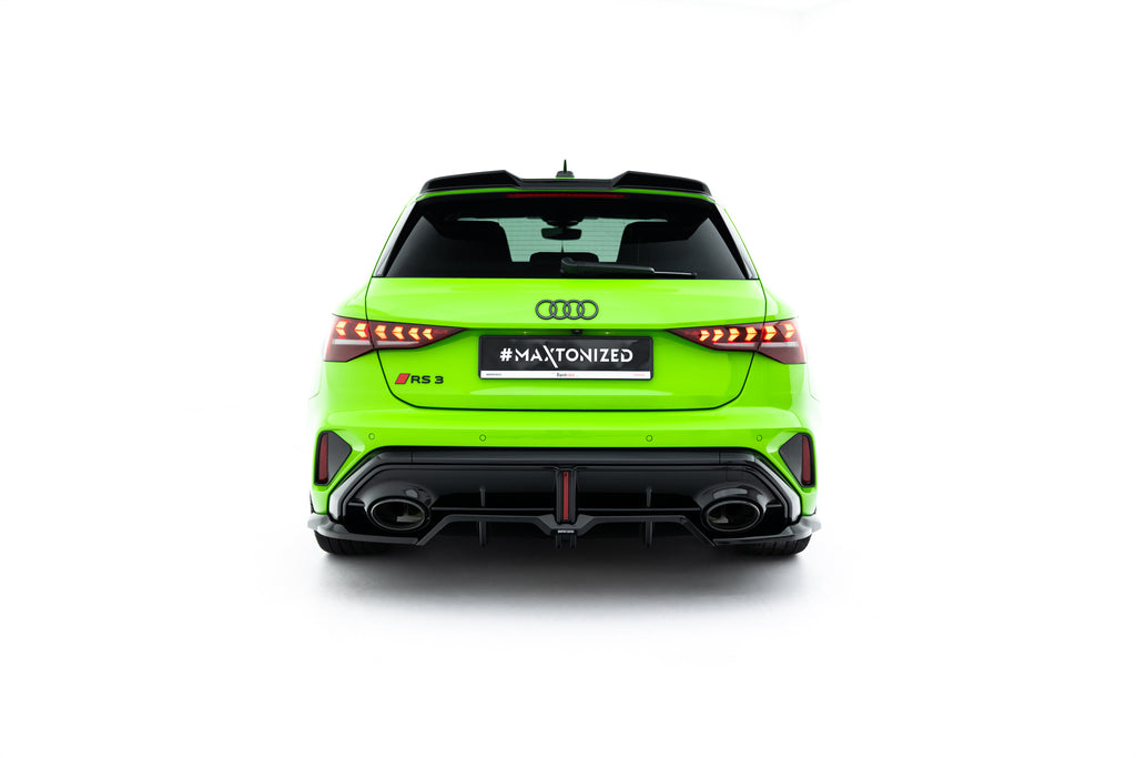 Maxton Design Street+ Mittlerer Diffusor RACE V.2 passend für Audi RS3 Sportback 8Y Facelift schwarz Hochglanz