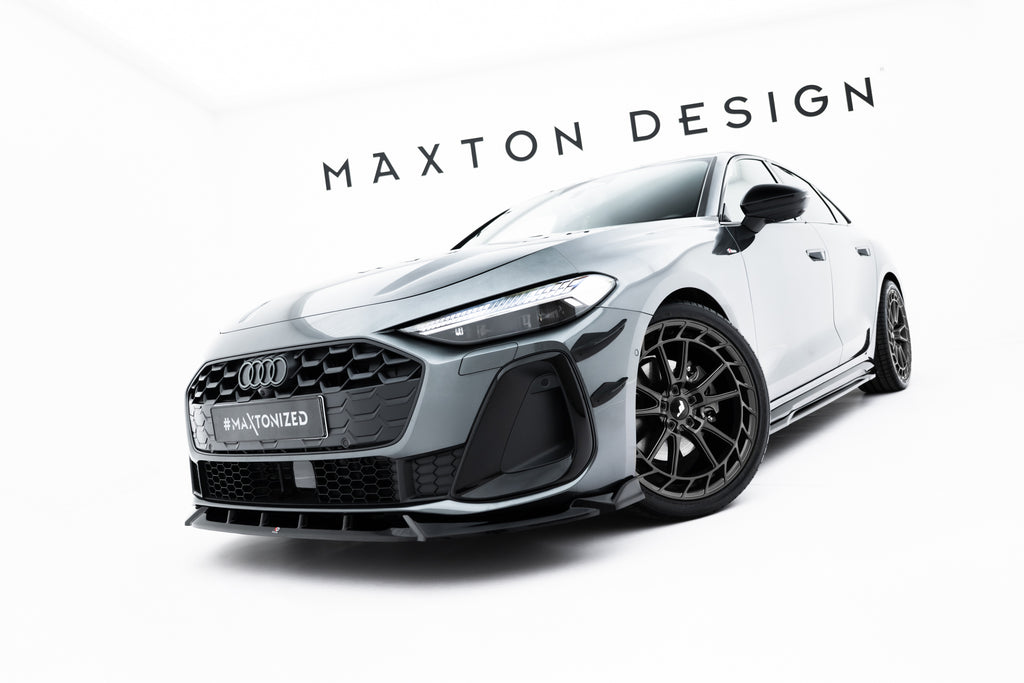 Maxton Design Street+ Spoilerlippe Front Ansatz V.2 passend für Audi A5 S-Line / S5 Limousine / Avant B10 schwarz Hochglanz