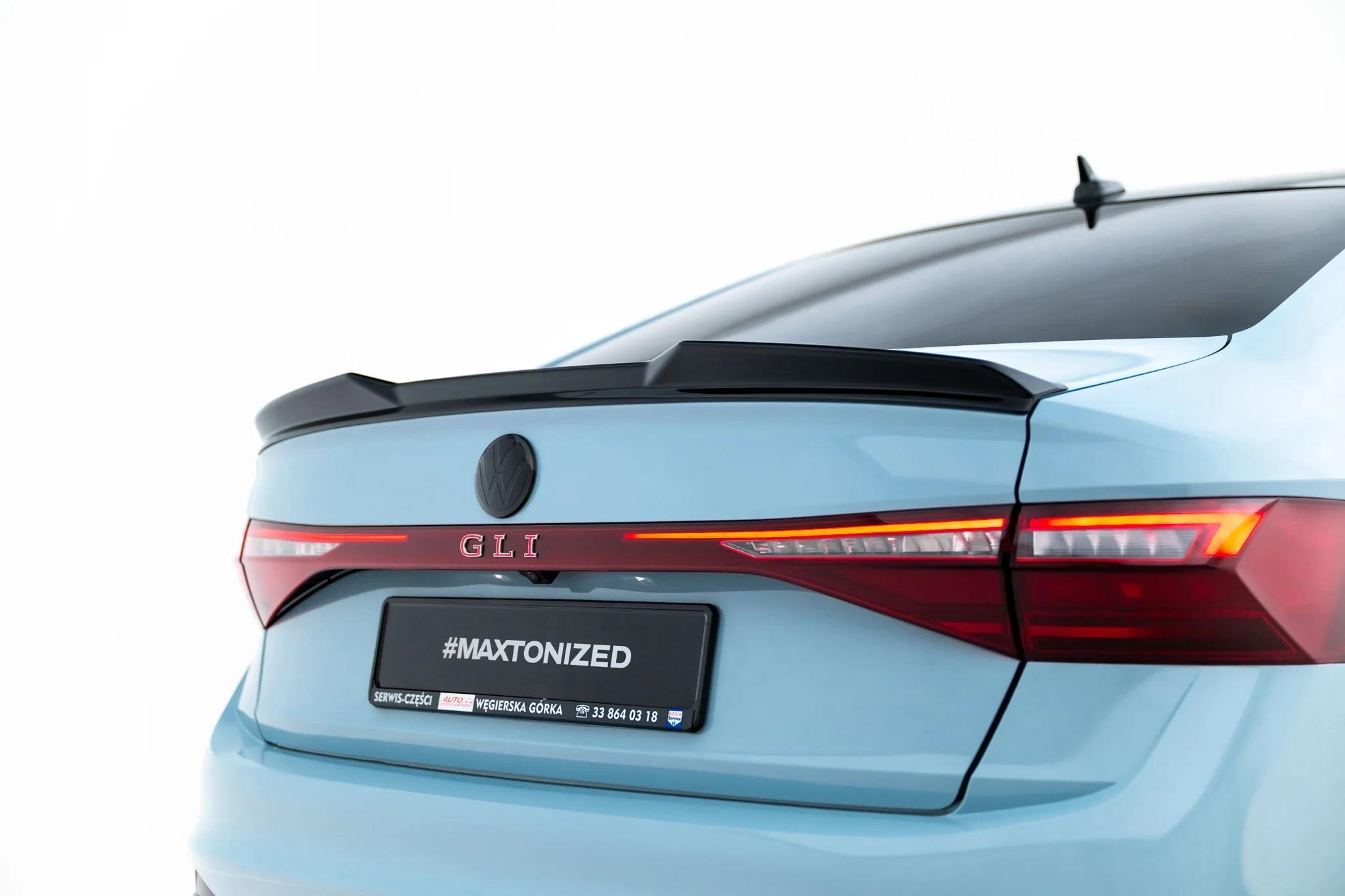 Maxton Design Spoiler CAP 3D passend für VW Jetta GLI Mk7 Facelift 2 schwarz Hochglanz