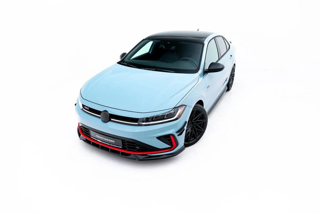 Maxton Design Street+ Spoilerlippe Front Ansatz V.1 passend für VW Jetta GLI Mk7 Facelift 2 schwarz Hochglanz