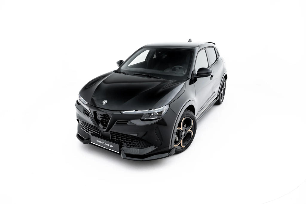 Maxton Design Street+ Spoilerlippe Front Ansatz Passend für Alfa Romeo Junior Mk1 Schwarz Hochglanz