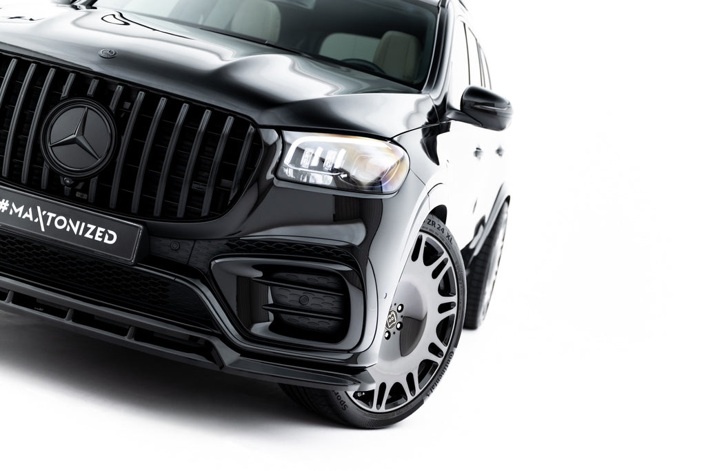 Maxton Design Street+ Spoilerlippe Front Ansatz passend für Mercedes-Benz GLS AMG-Line X167 Facelift schwarz Hochglanz