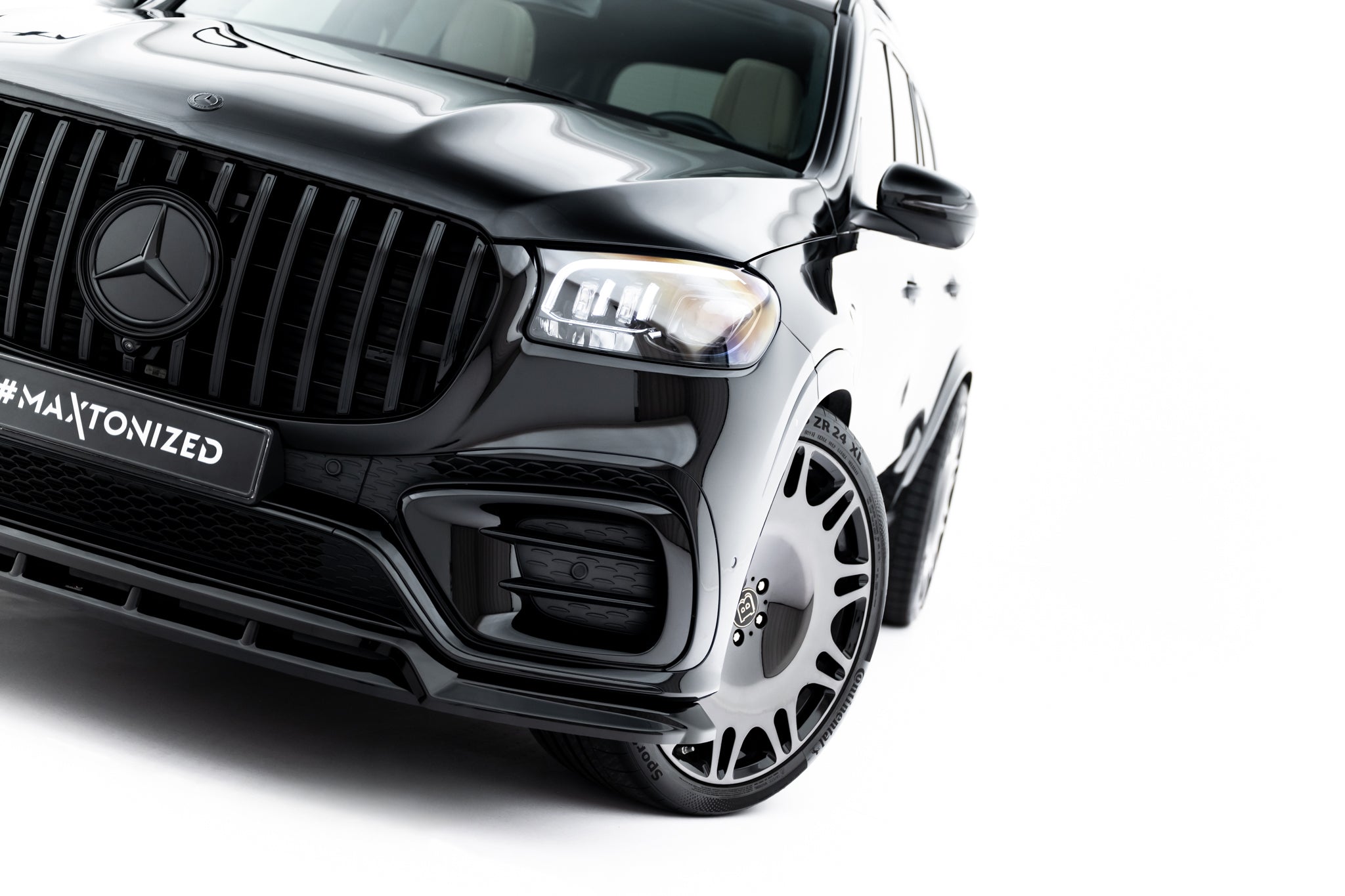 Maxton Design Street+ Spoilerlippe Front Ansatz passend für Mercedes-Benz GLS AMG-Line X167 Facelift schwarz Hochglanz