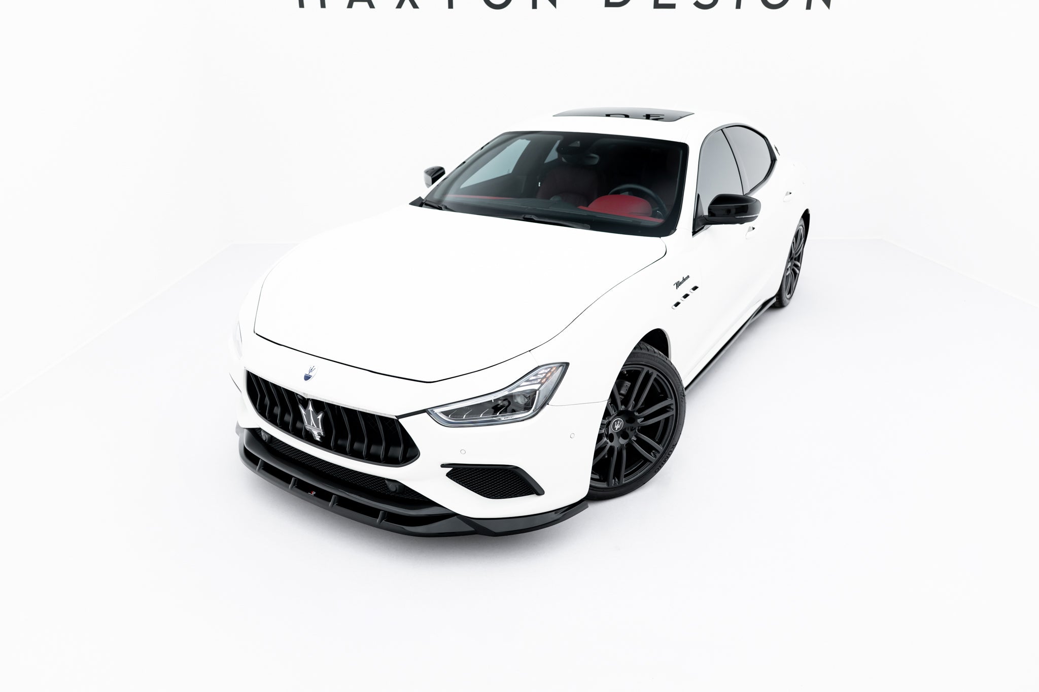 Maxton Design Street+ Spoilerlippe Front Ansatz passend für Maserati Ghibli Modena Mk3 Facelift schwarz Hochglanz