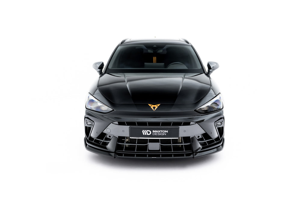 Maxton Design Street+ Spoilerlippe Front Ansatz V.1 passend für Cupra Leon ST / Hatchback Mk1 Facelift schwarz Hochglanz