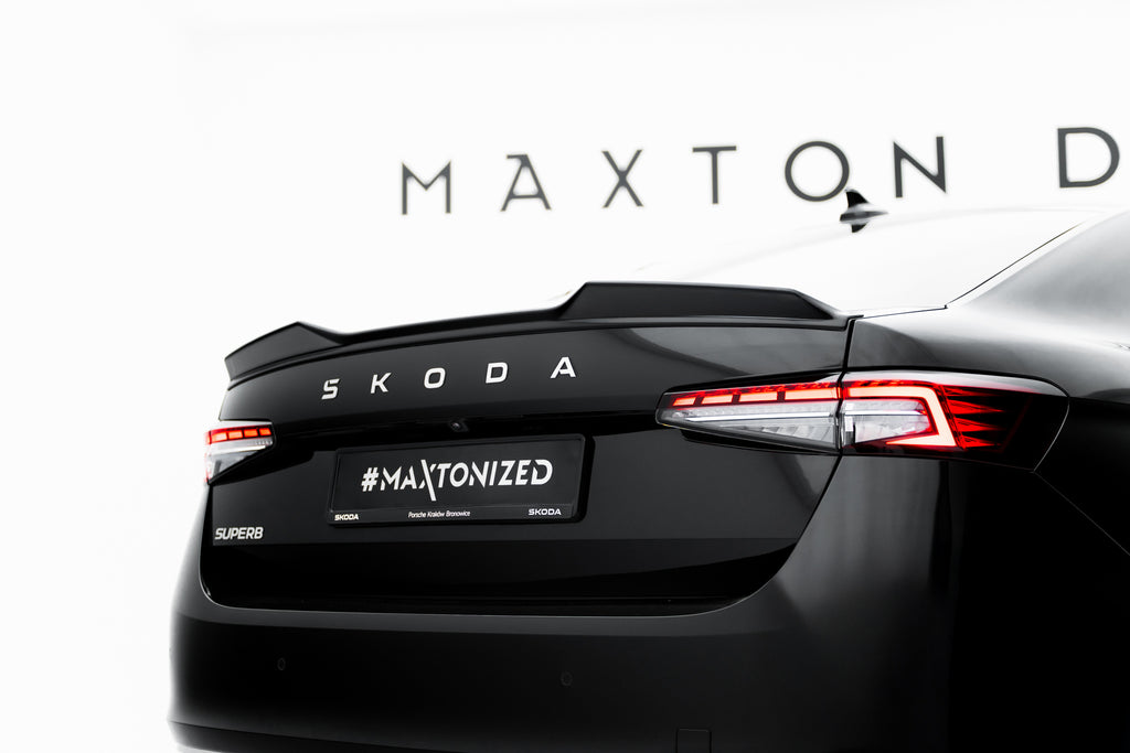 Maxton Design Spoiler CAP 3D passend für Skoda Superb Standard / Sportline Limousine Mk4 schwarz Hochglanz