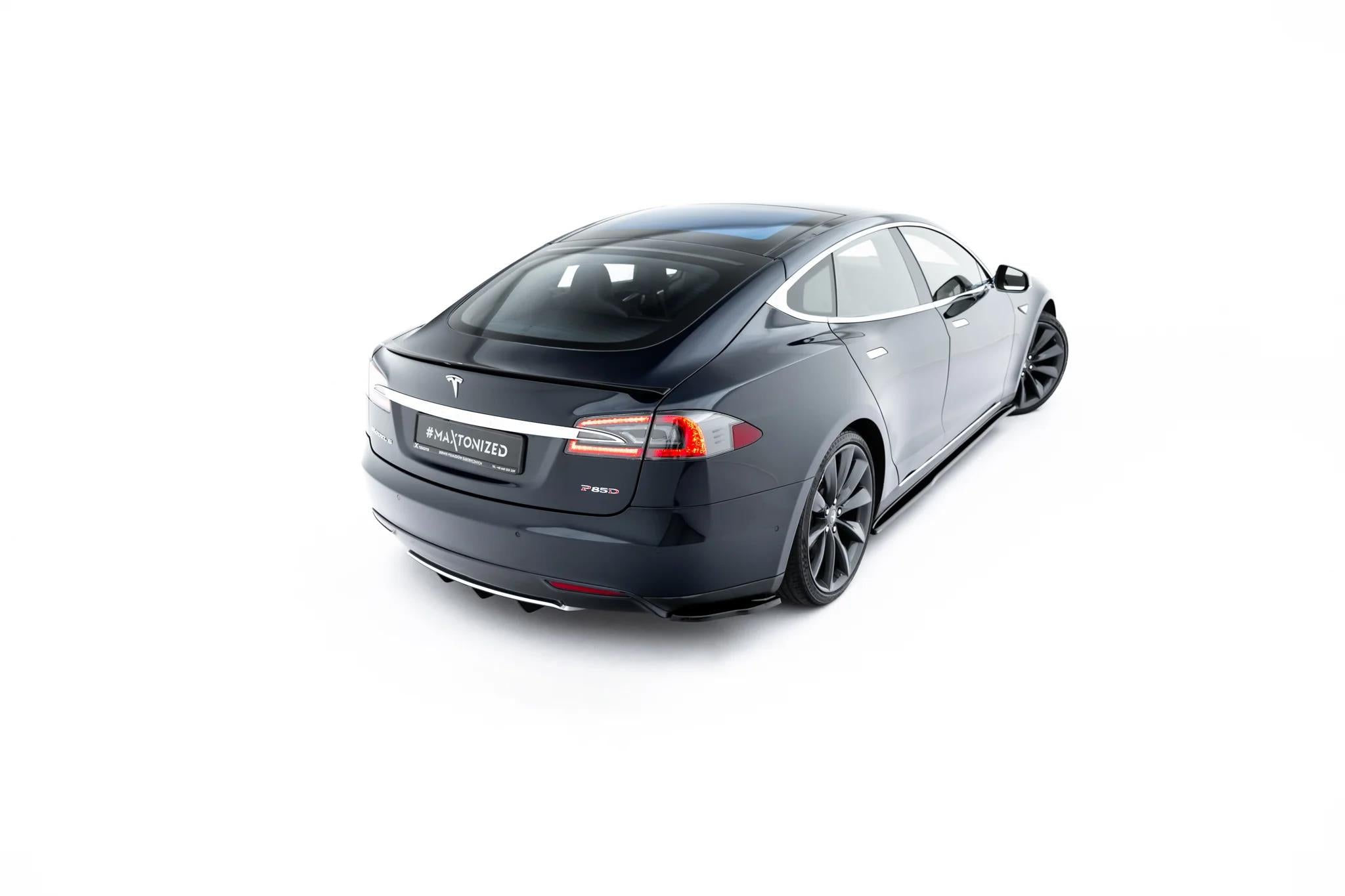 Maxton Design Spoiler CAP V.2 passend für Tesla Model S Mk1 schwarz Hochglanz