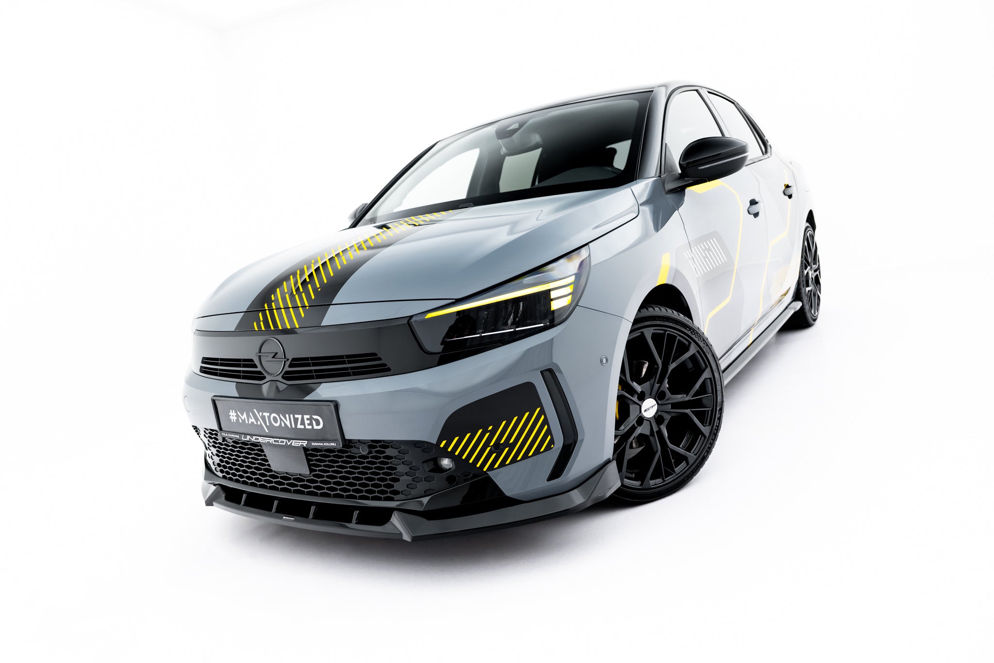Maxton Design Street+ Spoilerlippe Front Ansatz passend für Opel Corsa F Facelift (Mk6 Facelift) schwarz Hochglanz