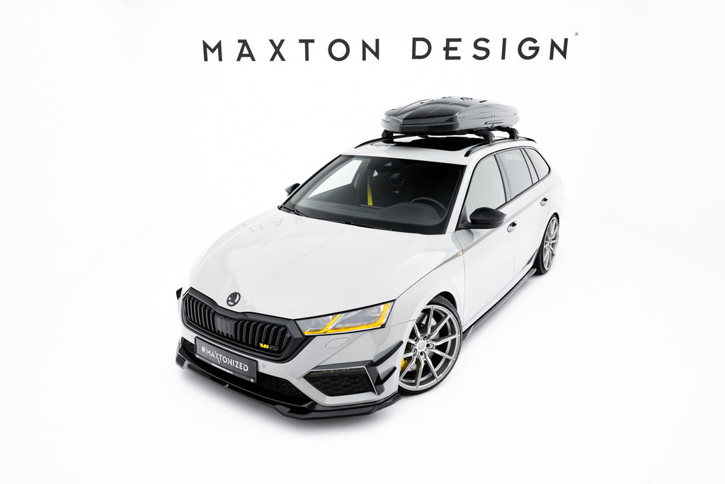 Maxton Design Street+ Spoilerlippe Front Ansatz V.4 passend für Skoda Octavia RS Mk4 schwarz Hochglanz
