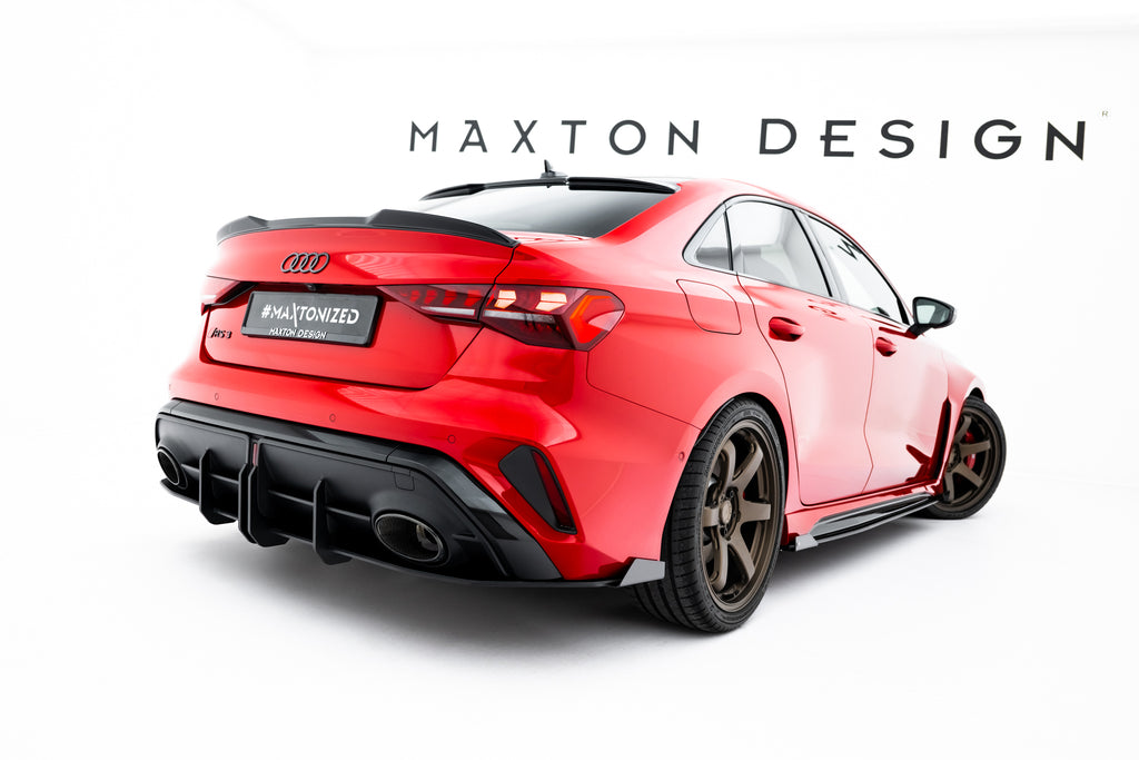 Maxton Design Street Pro Heckschürze + Flaps passend für Audi RS3 Limousine 8Y Facelift schwarz Hochglanz
