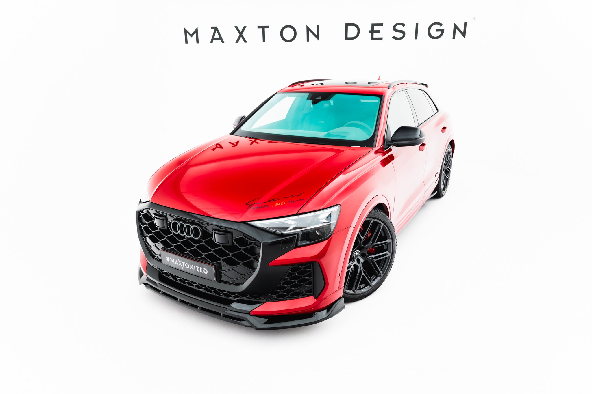 Maxton Design Street+ Spoilerlippe Front Ansatz passend für Audi RSQ8 Mk1 Facelift schwarz Hochglanz