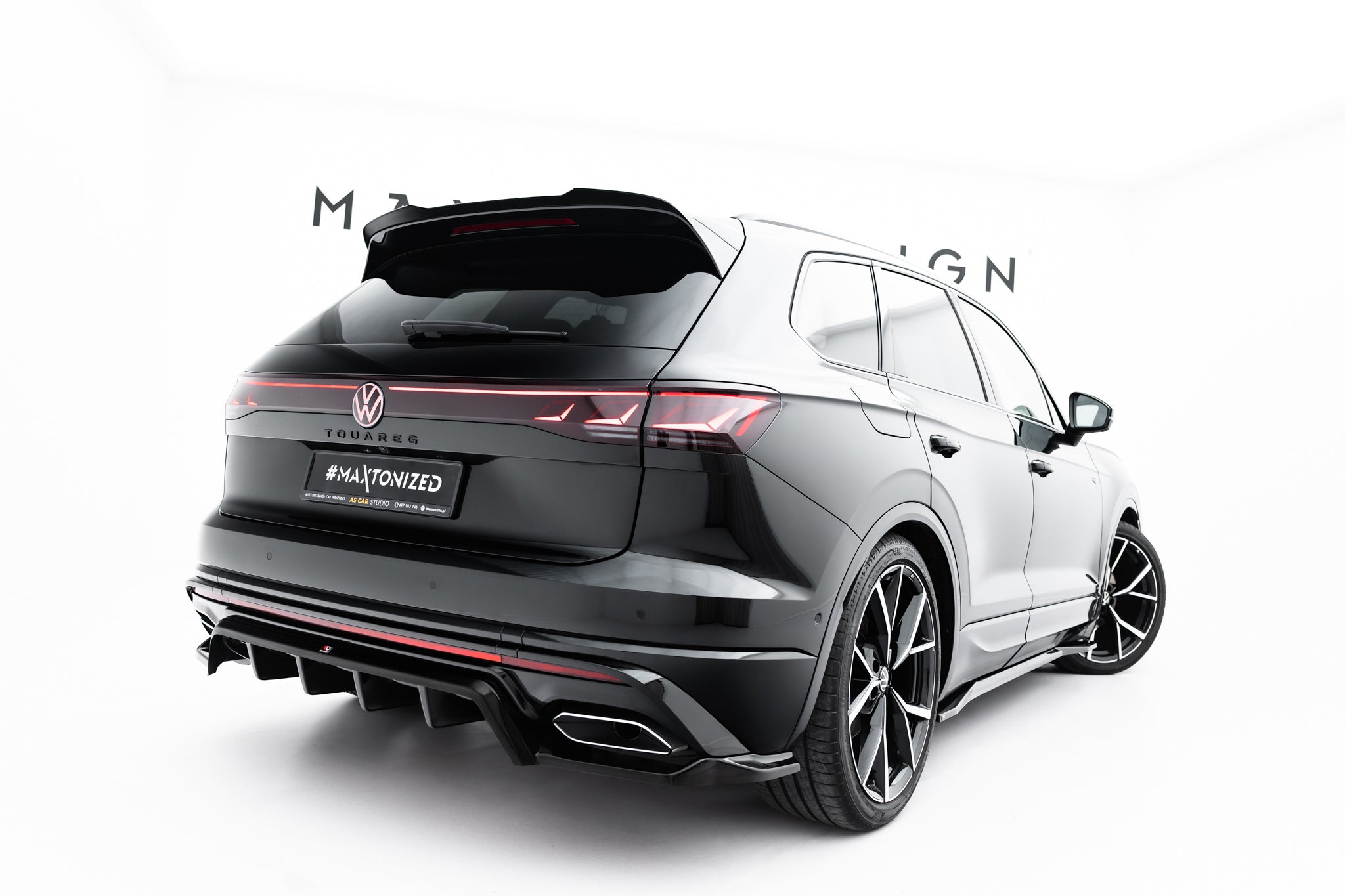 Maxton Design Spoiler CAP passend für VW Touareg R-Line Mk3 Facelift schwarz Hochglanz