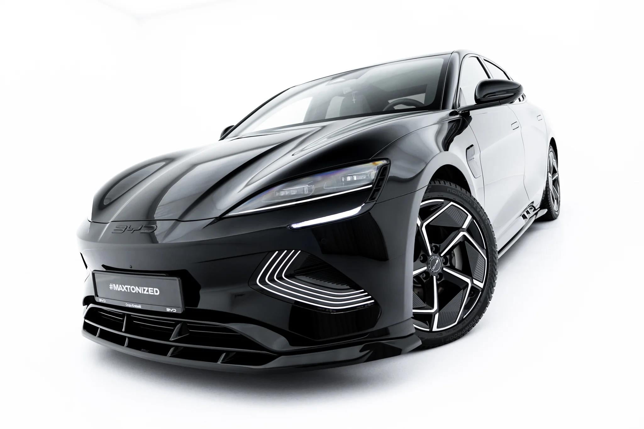 Maxton Design Street+ Spoilerlippe Front Ansatz passend für BYD Seal Mk1 schwarz Hochglanz