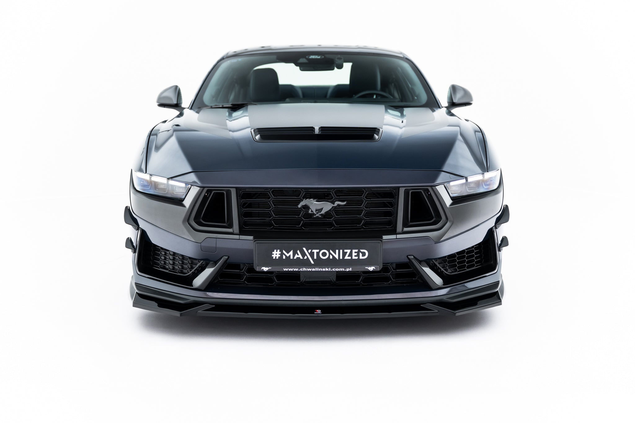Maxton Design Street+ Spoilerlippe Front Ansatz V.1 passend für Ford Mustang Dark Horse Mk7 schwarz Hochglanz