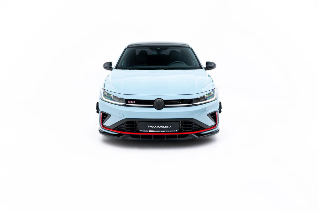 Maxton Design Street+ Spoilerlippe Front Ansatz V.1 passend für VW Jetta GLI Mk7 Facelift 2 schwarz Hochglanz