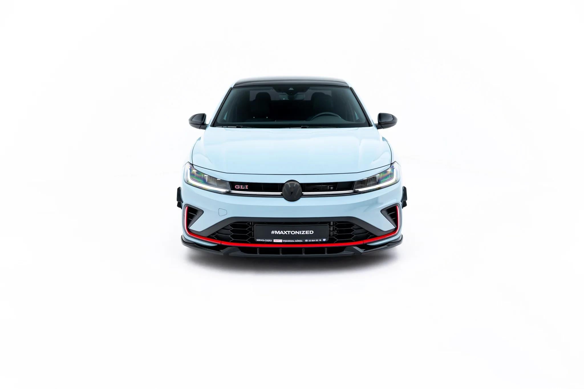 Maxton Design Street+ Spoilerlippe Front Ansatz V.1 passend für VW Jetta GLI Mk7 Facelift 2 schwarz Hochglanz